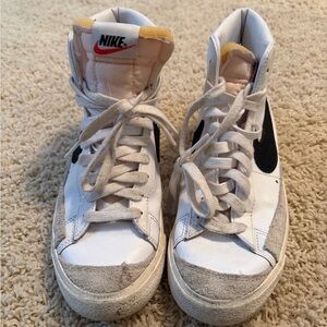 Nike High-Top Sneakers White with Black Swoosh